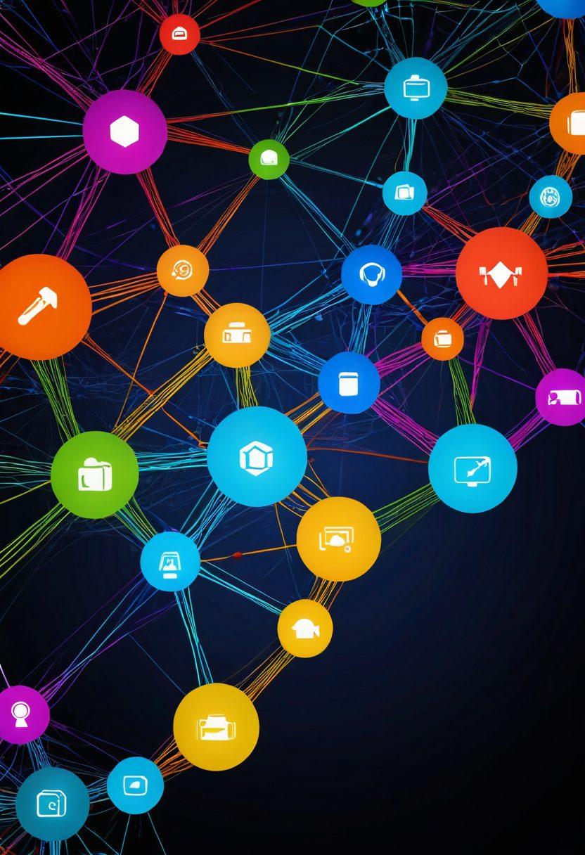 A visually engaging depiction of an intricate web of hyperlinks connecting various digital nodes, symbolizing traffic flow and engagement. Incorporate vibrant colors to highlight the connectivity and energy of the digital landscape, with clickable hyperlinks illustrated as glowing buttons. Include elements of a computer screen or a smartphone displaying graphs of traffic increase. The background should be abstract, resembling a digital network. super-realistic. vibrant colors. 3D.